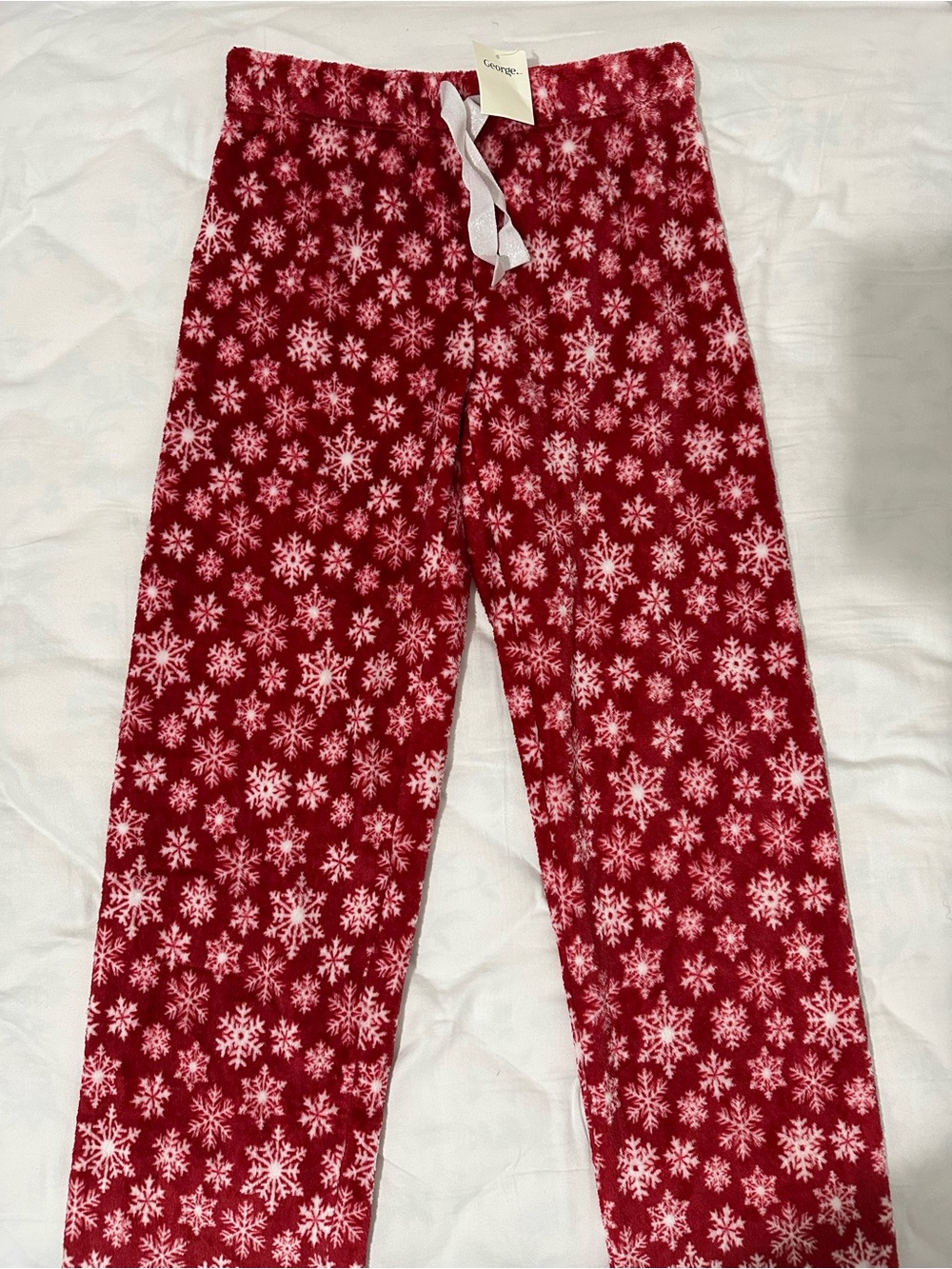 Womens Red Snowflake Fleece Pajama Pants
